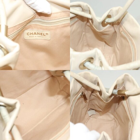 CHANEL Camelia Tote Bag Leather Beige CC Auth 128453 - Picture 13 of 14